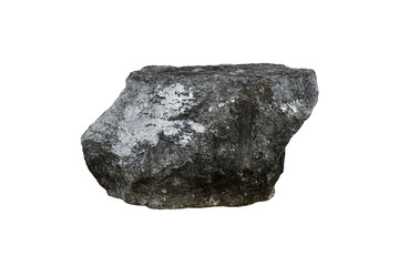 Big limestone for outdoor garden decoration isolated on white background.