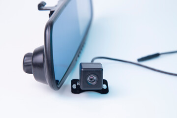 Rearview mirror with DVR and rearview camera. Three in one. Combo device.