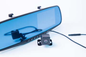 Rearview mirror with DVR and rearview camera. Three in one. Combo device.
