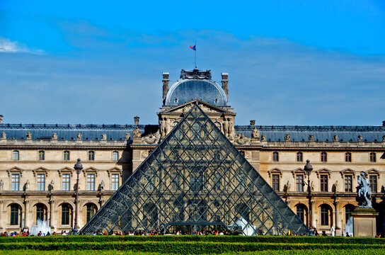 The Louvre Pyramid in the Courtyard of the Louvre Palace, Paris, France 
