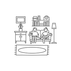 Living room icon isolated on white background. Apartment symbol modern, simple, vector, icon for website design, mobile app, ui. Vector Illustration