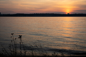 Beautiful sunset over the Kiev Sea, Ukraine