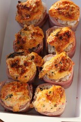 Japanese rolls with bacon rice and mussels