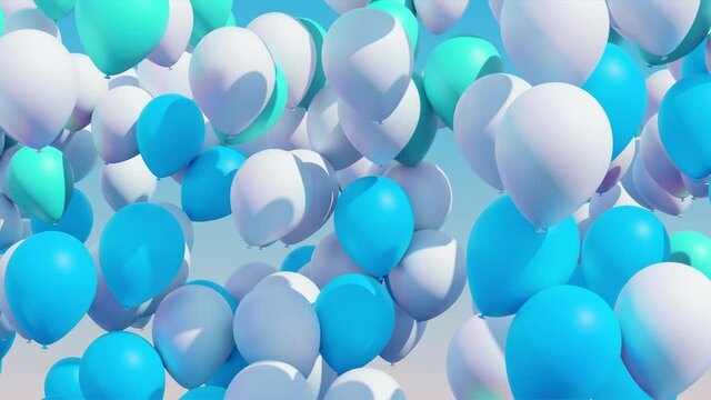 Colorful balloons rising into the in the air. Transition with matte