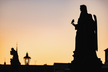 Charles Bridge at sunset, Prague, Czech Republic