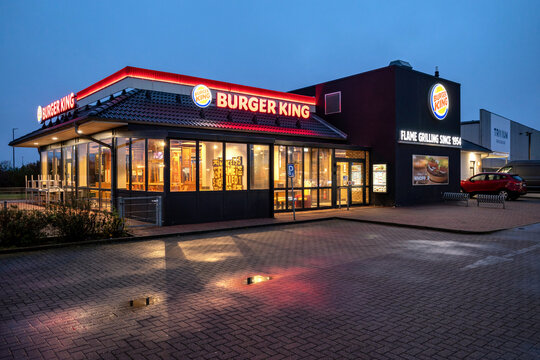 CUXHAVEN, GERMANY - OCTOBER 30, 2020: Burger King fast food restaurant.  Burger King is the second largest chain of hamburger fast food restaurants in terms of global locations.
