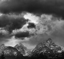 Clouds and Peaks, Grand Teton National Park, Wyoming, Usa, America