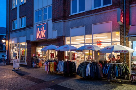 CUXHAVEN, GERMANY - OCTOBER 29, 2020: KiK branch. KiK is the largest textile discounter chain in Germany and operates about 3,500 stores across Europe.