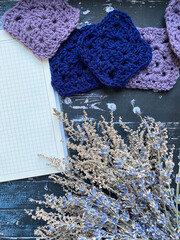 dry lavender flowers and crochet
