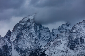 Obraz premium Clouds and Peaks, Grand Teton National Park, Wyoming, Usa, America