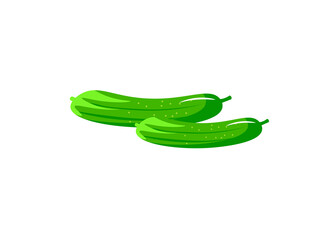 Cucumbers vector illustration isolated on white background. For cafes, restaurants and menus, logos and icons, farms and markets. Healthy and fresh food.