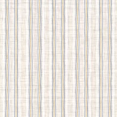 Wallpaper murals Farmhouse style Seamless french blue yellow farmhouse style stripes texture. Woven linen cloth pattern background. Line striped closeup weave fabric for kitchen towel material. Pinstripe fiber picnic table cloth