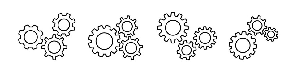 gear wheel black vector icon. cogwheel configuration set on white background. mechanical technical work worked power sign. cog wheel symbol
