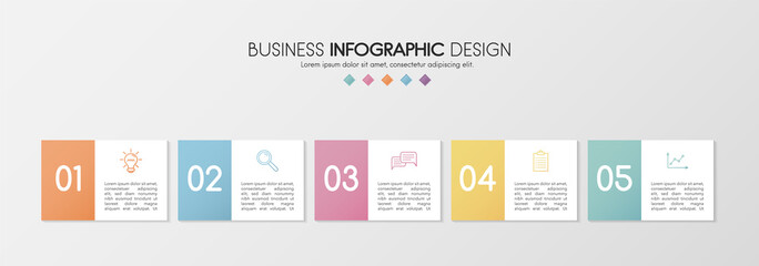 Concept of a business infographic with 5 options. Vector - obrazy, fototapety, plakaty