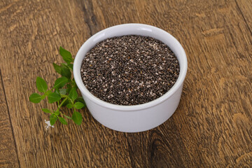 Dietary Chia seeds in the bowl