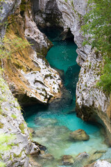 Fototapeta na wymiar Soca or Isonzo river, Slovenia, Europe.