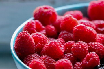 raspberries in a bowl