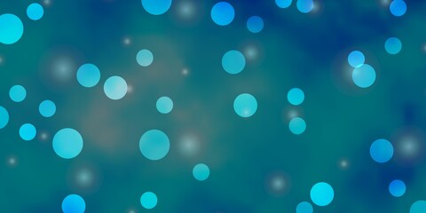 Light BLUE vector texture with circles, stars.