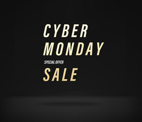Cyber monday sale banner on black background
