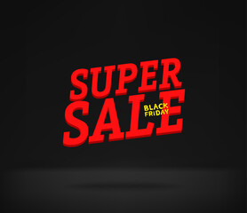 Super sale banner on black. black friday