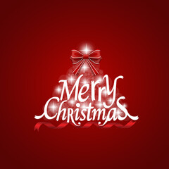 Christmas Greeting Card. Merry Christmas lettering with Christmas tree, vector illustration.