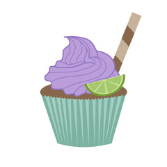 Cupcake vector illustration isolated on white background. Coffee break party element in flat cartoon style. 