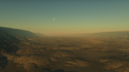 science fiction landscape, view from a beautiful planet, beautiful space background, alien planet landscape 3d render