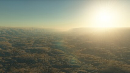 Fototapeta premium science fiction landscape, view from a beautiful planet, beautiful space background, alien planet landscape 3d render