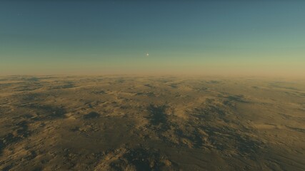 science fiction landscape, view from a beautiful planet, beautiful space background, alien planet landscape 3d render