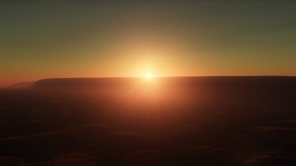 science fiction landscape, view from a beautiful planet, beautiful space background, alien planet landscape 3d render