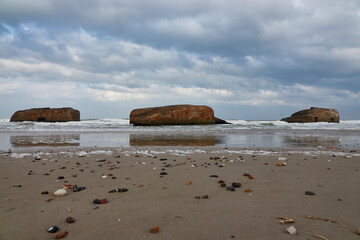 Shot of  World War II bunker on the beach in Denmark