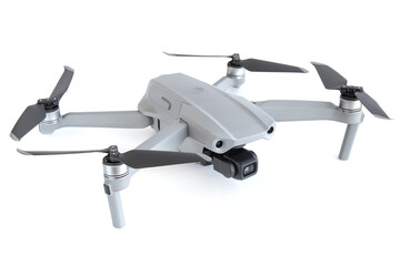 Gray mini drone on a white background