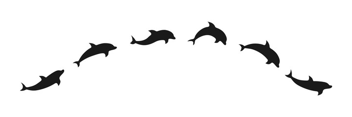 Dolphins line shape silhouette icon. Animals set vector illustration isolated on white. © Віталій Баріда