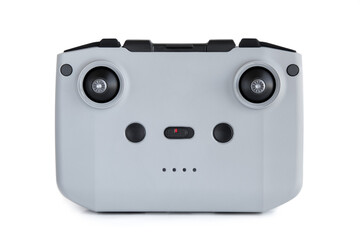 Gray remote control from a quadcopter on a white background
