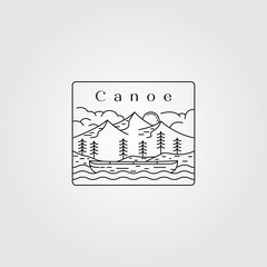 Fototapeta na wymiar line art canoe landscape vector illustration design