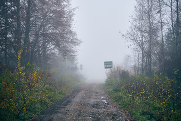 wiejska ścieżka,ścieżka,droga,mgła