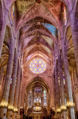 Arches inside cathedral La Seu in Palma, Mallorca, Balearic Islands © Monique