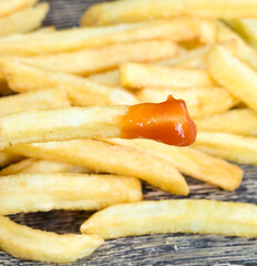 crispy French fries and ketchup
