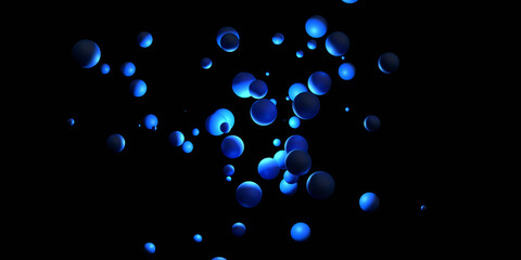 Abstract 3d render of composition with blue spheres, modern background design