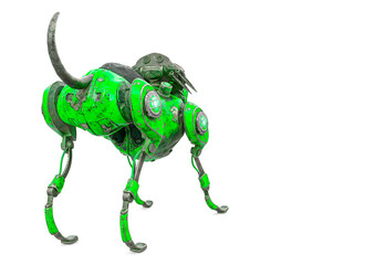 cyber watchman dog in arch back pose rear view