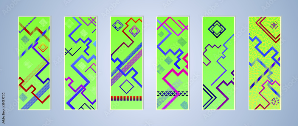 Poster set of modern abstract backgrounds with gradient linear waves. simply geometric template for design