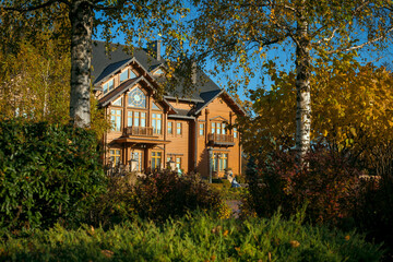 Mezhyhirya, Ukraine - 07 November 2020: "Honka" is a house in Mezhyhirya (the former residence of ex-President Yanukovych) in Kiev region, Ukraine.