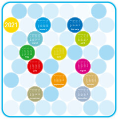 Colorful Circles Calendar for Year 2021