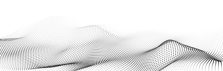 Vector wave of dark particles on white background. Technology backdrop. Pattern for presentations. Vector illustration