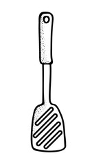 Hand drawn vector illustration of kitchen spatula. Doodle style sketch.