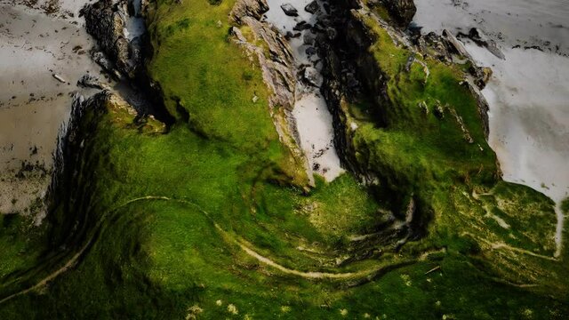 Aerial view of the beautiful coast with rock cliffs