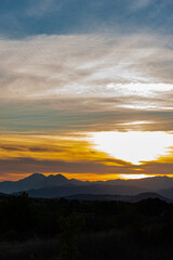 Molise, Mainarde, sunset. The Mainarde mountain range extends along the border between Molise and...