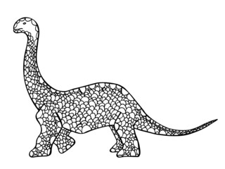 Diplodocus vector sketch. Hand drawn dinosaur with scales on white background.