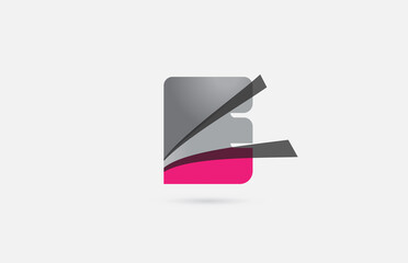 pink grey E alphabet letter logo icon for corporate. Creative design for business and company