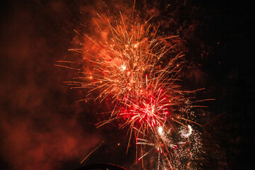 Colorful fireworks in the night sky